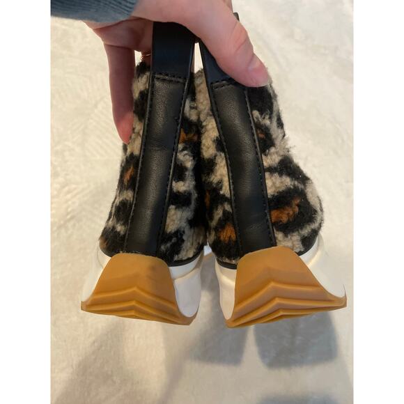 STEVE MADDEN Shaft Leopard High Sneakers 6M Platform Shearling Tan Black - Picture 4 of 8